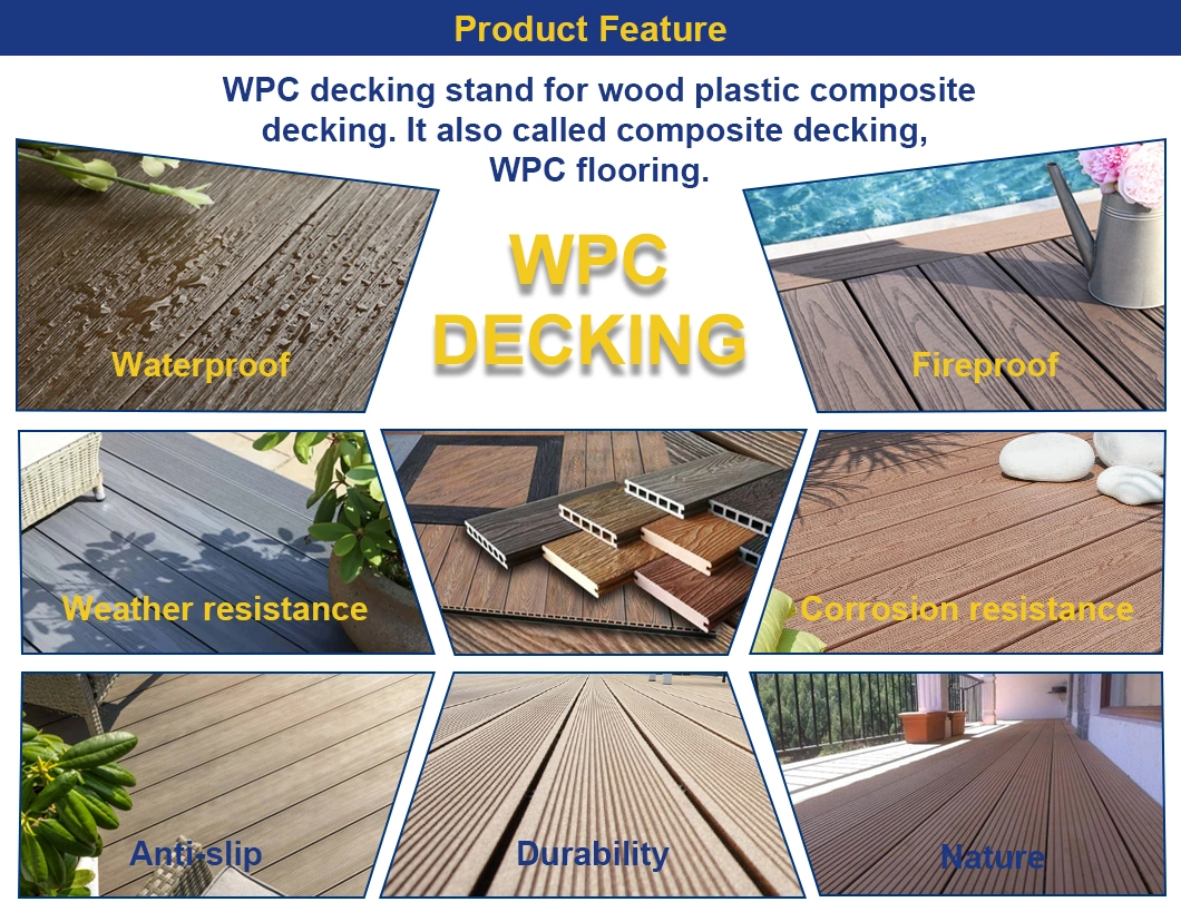 Good Price Waterproof Weather Resistant Wood Plastic Outdoor Composite Flooring Hollow WPC Deck WPC Decking WPC Interlock Decking