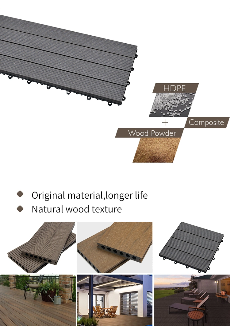 Garden Wood Plastic WPC DIY Floor Boards Interlock Waterproof Outdoor Decking Tile 300*300mm DIY Wood Plastic Composite Hollow Tiles