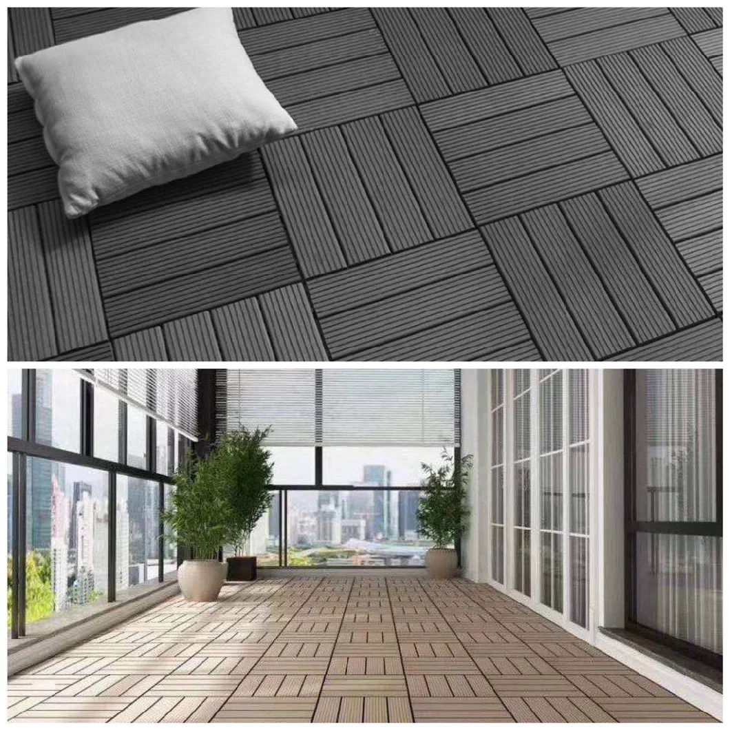 Garden Wood Plastic WPC DIY Floor Boards Interlock Waterproof Outdoor Decking Tile 300*300mm DIY Wood Plastic Composite Hollow Tiles