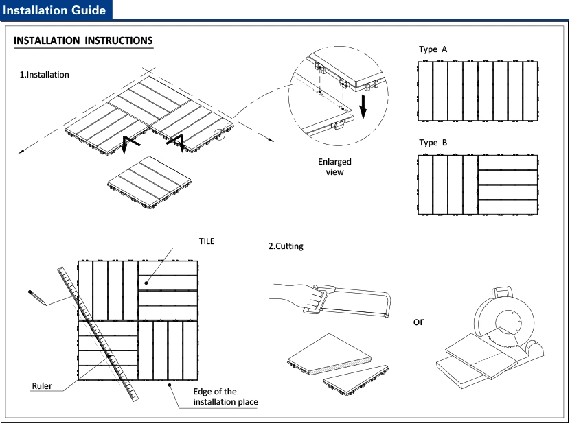 Color Customized WPC Extrusion DIY Tile